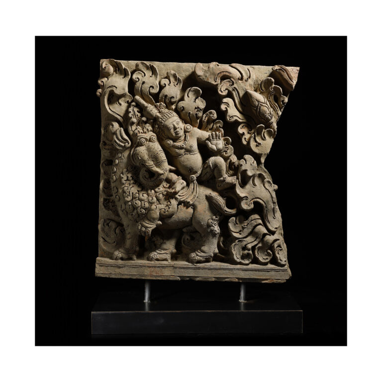 古代 南亞 陶板雕塑 歷史典故 疑似白象「艾拉瓦塔」與戰神「因陀羅」