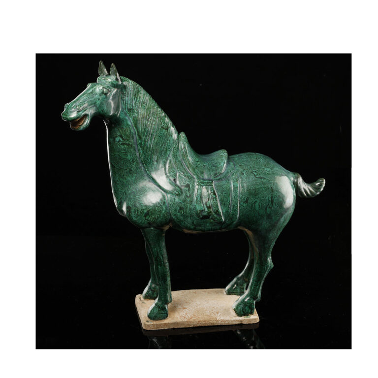 古陶瓷 綠釉陶瓷 絞胎 唐風立馬雕像