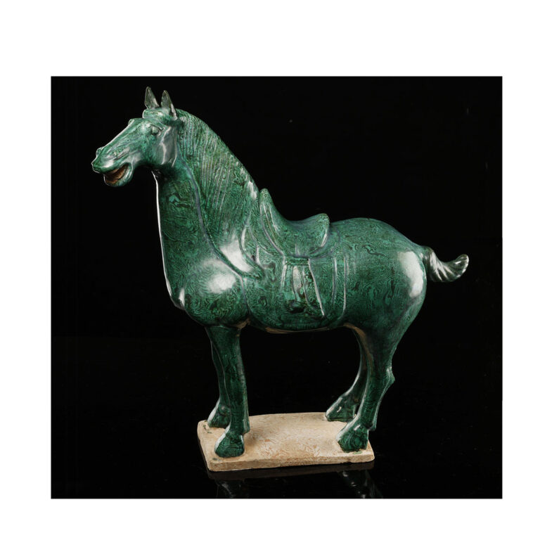 古陶瓷 綠釉 絞胎 立馬
