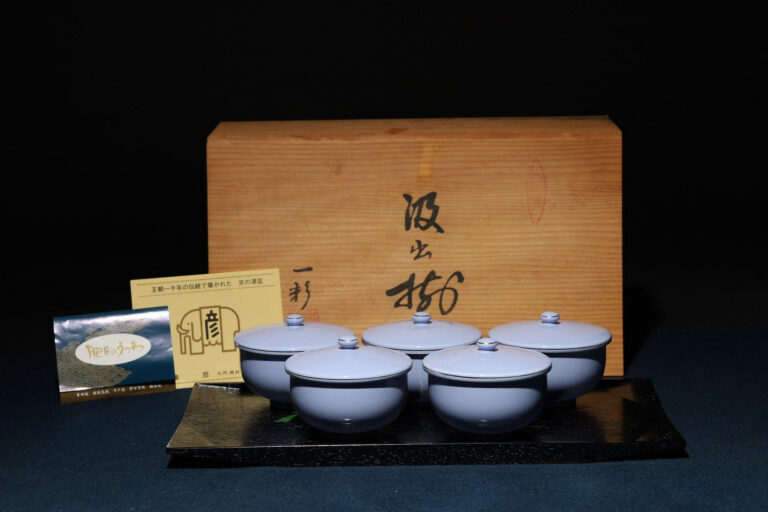 早期 日本茶道具 有田燒 汲出物 描金蓋杯 薄胎茶碗5件套 一彩謹製