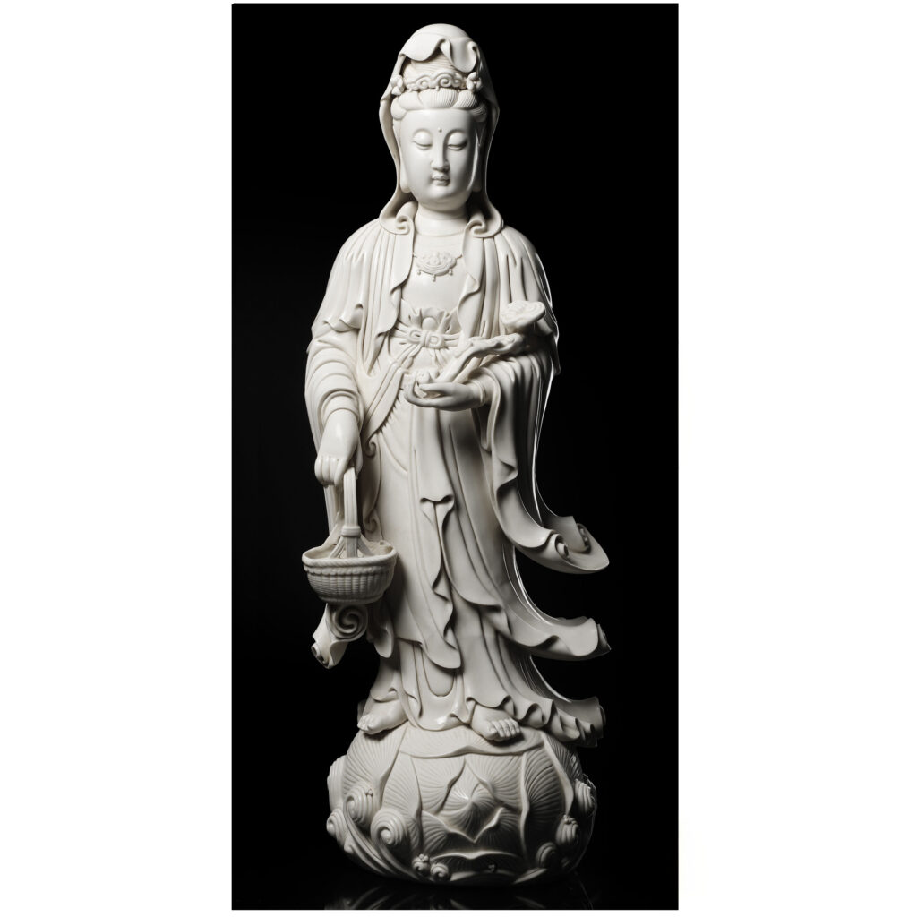 老件德化白瓷魚籃觀音造像款何朝宗- Collect.tw