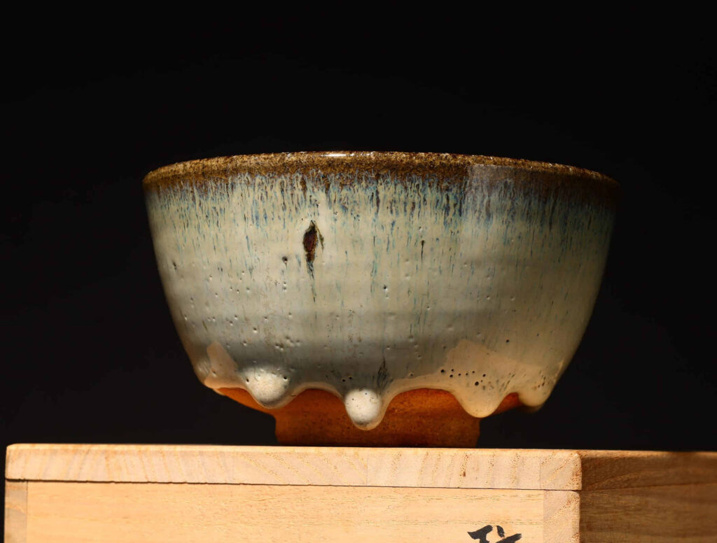 日本唐津燒垂釉利左衛門窯(利左エ門) 斑唐津茶盌(碗) 原共箱- Collect.tw