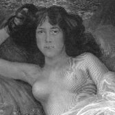 19世紀 德國 大幅木口木刻版畫 O. Lingner: Sphinx 裸女 1896年