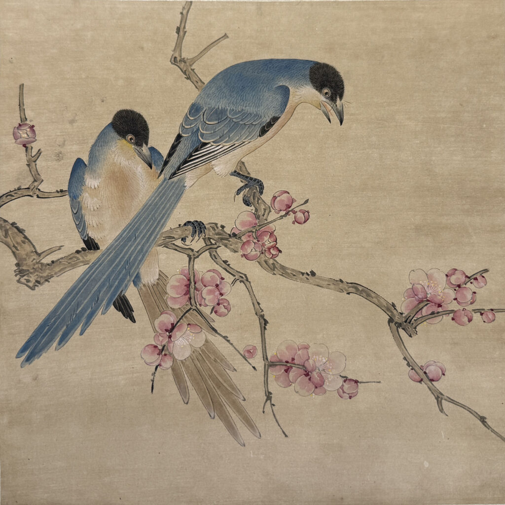 晚清名家水墨工筆花鳥設色紙本雙挖立軸-喜上眉梢端方- Collect.tw