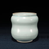 日本茶道 青白瓷 共蓋平水罐 水指