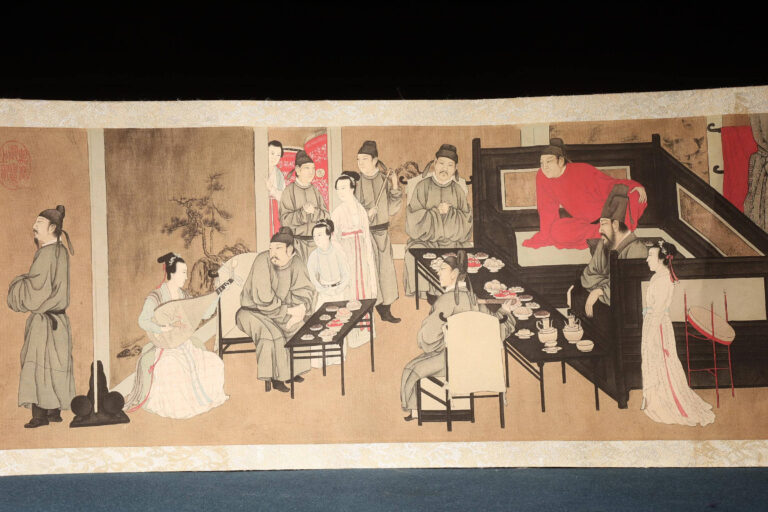 南唐顧閎中 韓熙載夜宴圖 設色工筆長卷 冷枚 吳昌碩