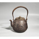 日本京都老鐵壺 銅蓋 櫻花紋 日俄戰爭 凱旋紀念鐵壺 1905