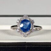 天然藍寶石戒 斯里蘭卡 矢車菊藍 戒指 1.54CT 台大證書