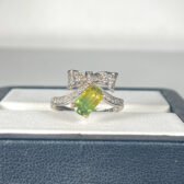 天然藍寶石戒 黃綠雙色 1.15CT 台大證書