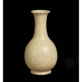 米黃釉 開片紋 鵝頸瓶